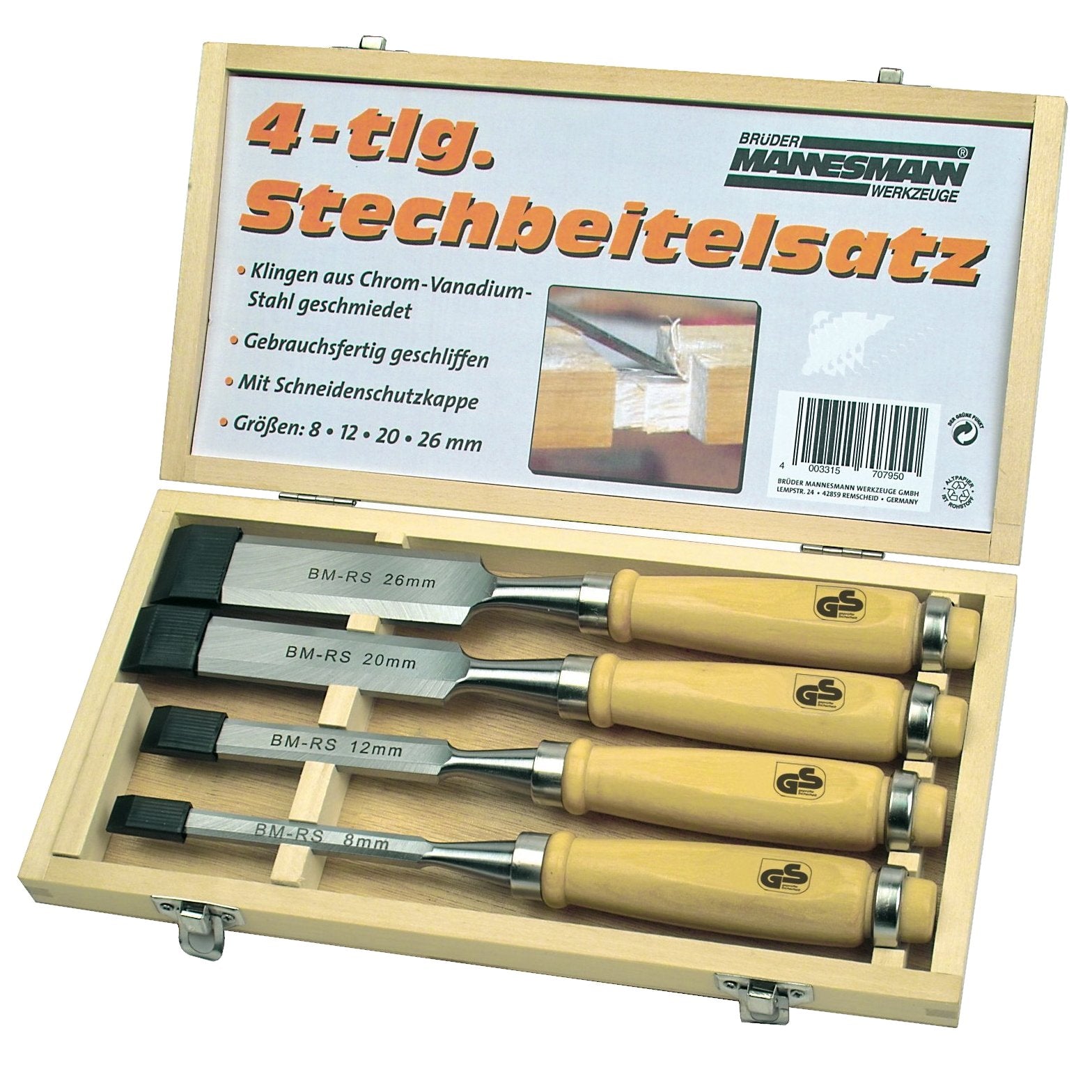 Brüder Mannesmann Brüder Mannesmann HoutsteekBeitel Set 4-pièces 66104