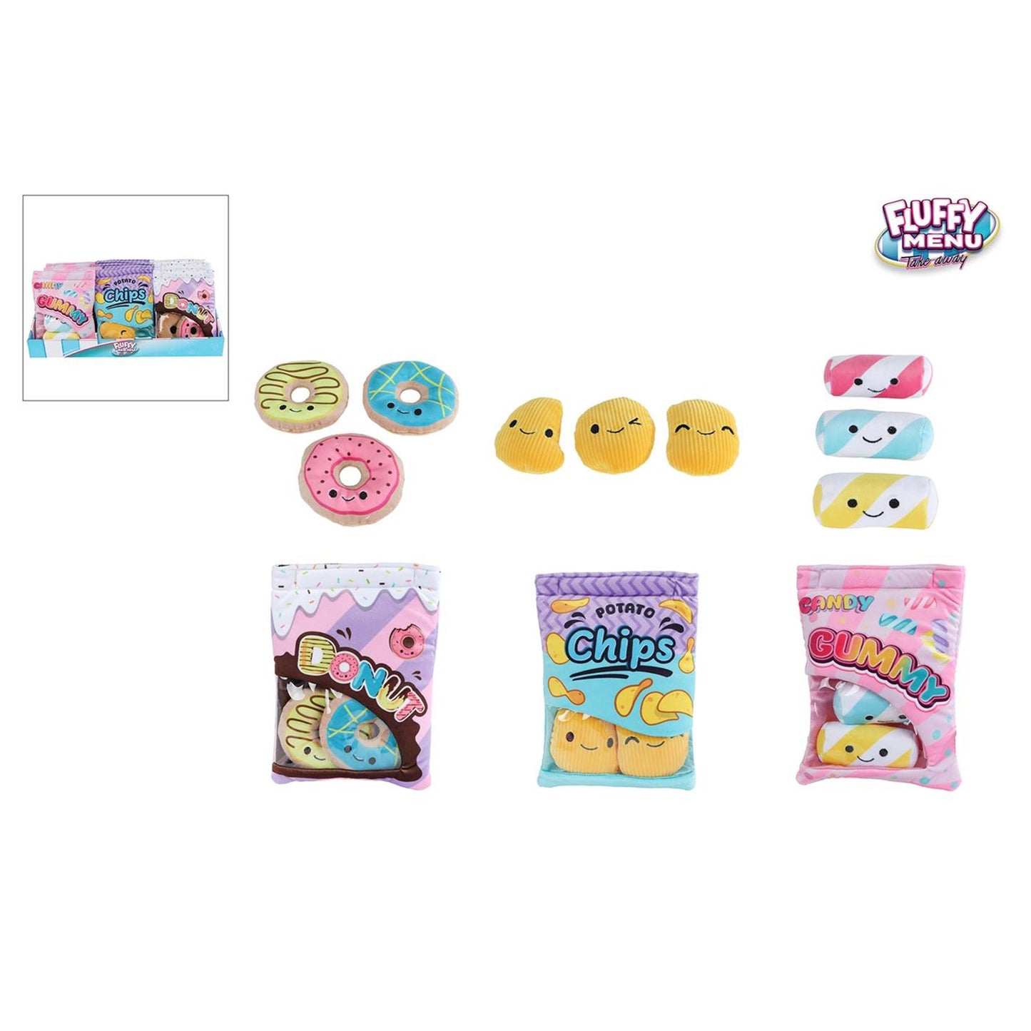 Sacs à collation menu moelleux peluche 21cm