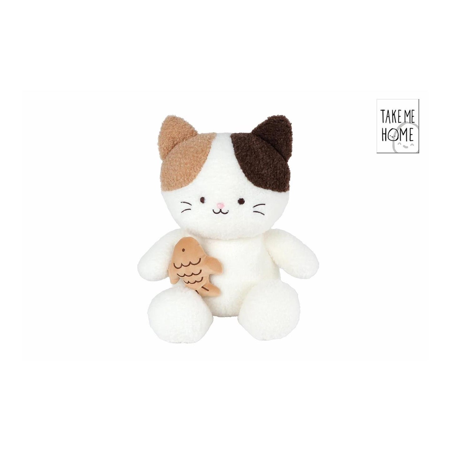 Peluche chat avec poisson Take me home - 55 46cm