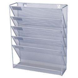 Porte-brochures mural office depot 105x405x325mm argent 5 compartiments