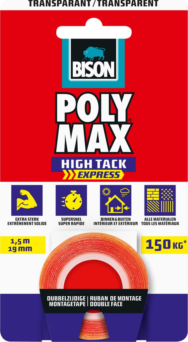 Bison Poly MAX Tape Transparent 1,5 m