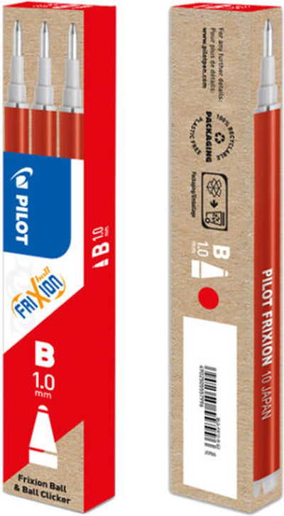 Recharge pour stylo à bille Pilot Frixion Ball Clicker, rouge, étui de 3 pièces 12 pièces