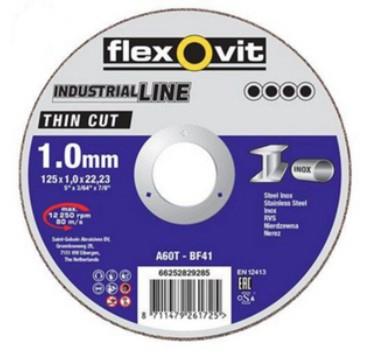 Flexovit dss industriel 125x1,0x22,23 a60t t41 pc acier inoxydable | 25 pièces