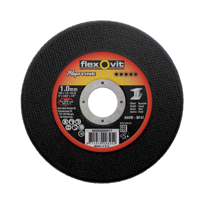 Flexovit dss méga-ligne 125x1,0x22,23 a60w t41 acier | 25 pièces