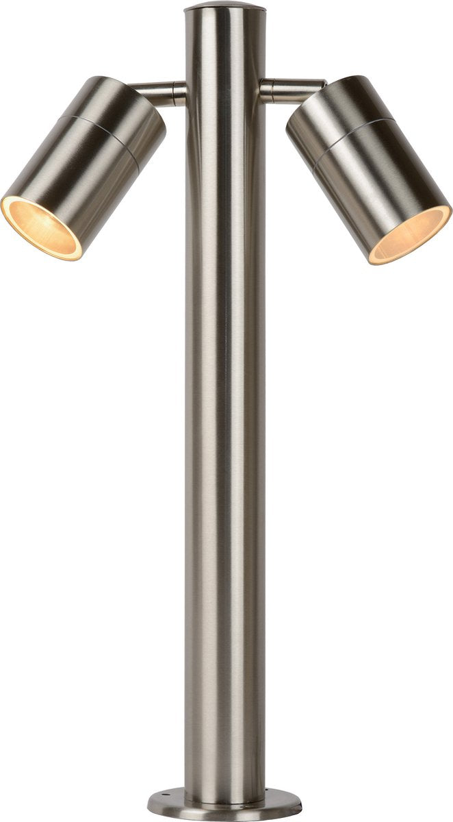 Lucide arne-led - lampe sur pied - ø 6,3 cm - led - gu10 - 2x5w 2700k - ip44 - chrome mat