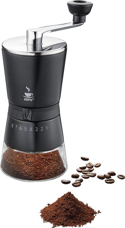 Moulin à café manuel Gefu Santiago - moulin à grains - 8 réglages de mouture - acier inoxydable noir