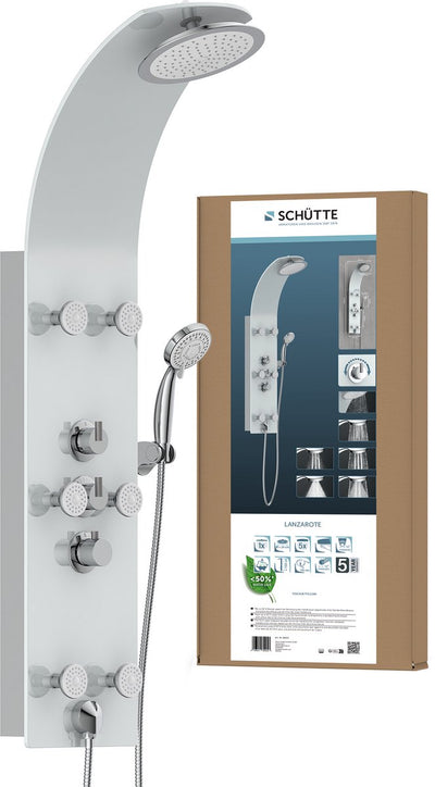 SCHUTTE PANNE DE DOUCHE SCHUTTE avec mélangeur thermostatique Lanzarote Verre blanc