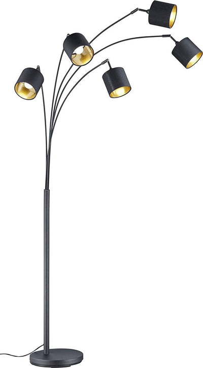 Lampadaire Tommy Rl live your light Reality - noir - couleur or - excl.5xe14 - ip20 - h200cm