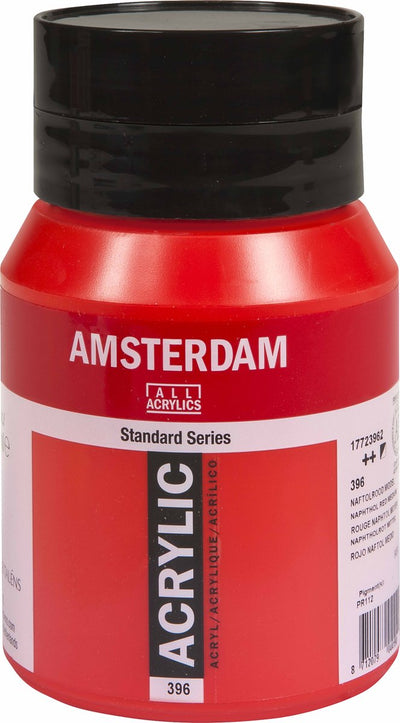 Pot de peinture acrylique série standard Amsterdam 500 ml rouge naphtol moyen 396