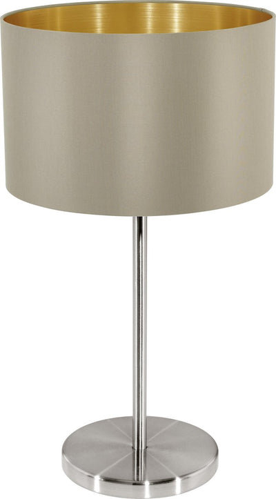 Eglo maserlo - lampe de table - 1 lumière - ø23 cm - tissu - taupe, or