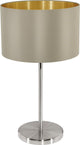 Eglo maserlo - lampe de table - 1 lumière - ø23 cm - tissu - taupe, or