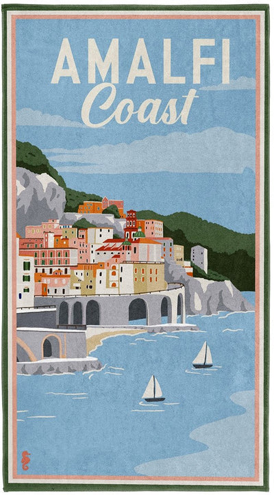 Serviette de plage hippocampe amalfi - 90x170 cm - bleu