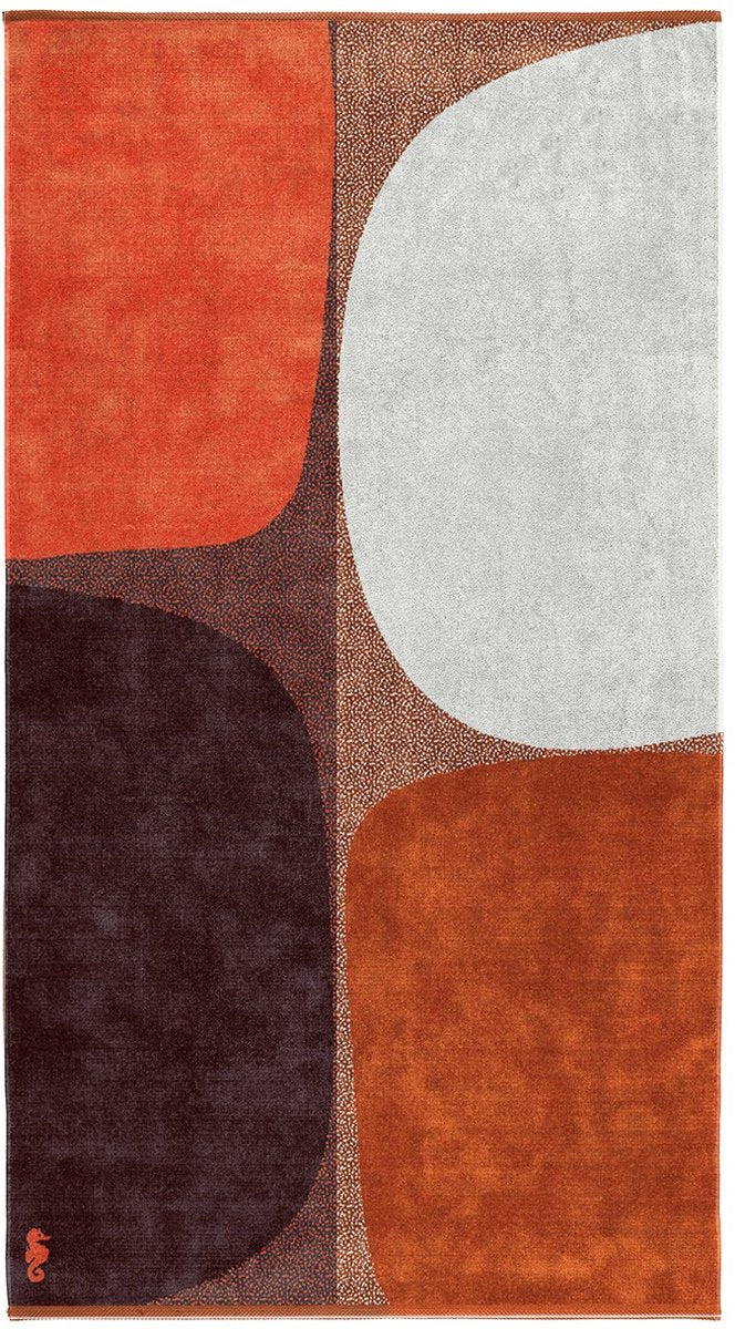 Hippocampe - serviette de plage - pierres - 100x180 cm - marron