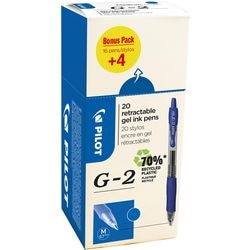 Stylo roller gel pilot g-2 07 bleu 20 pièces