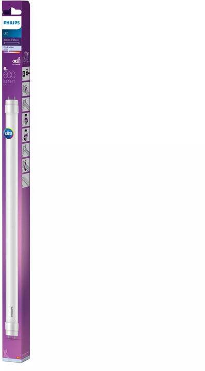 Tube fluorescent LED Philips T8 - 6 W - G13 - lumière blanc froid - 438 mm