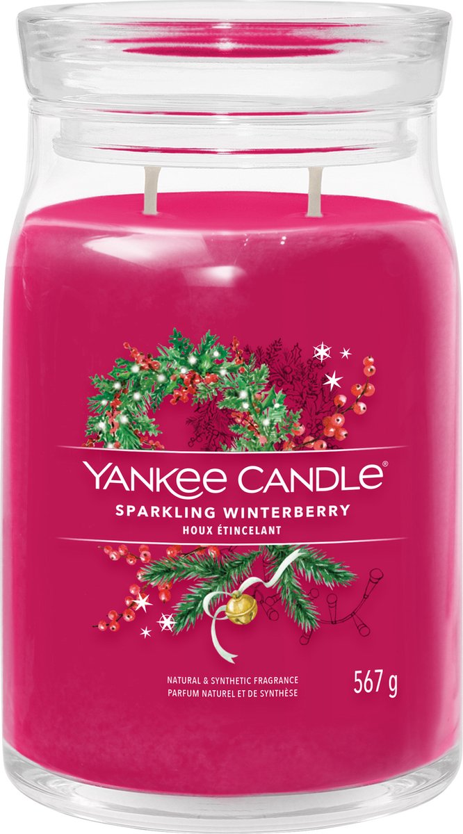 Bougie Yankee - bougie parfumée en grand pot aux baies d'hiver pétillantes - 90 heures de combustion - deux mèches