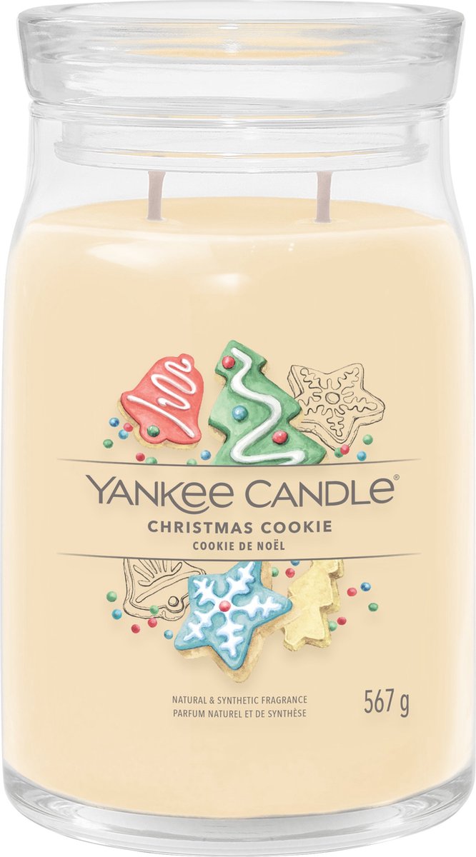 Bougie Yankee - bougie parfumée en grand pot de biscuits de Noël - 90 heures de combustion - deux mèches
