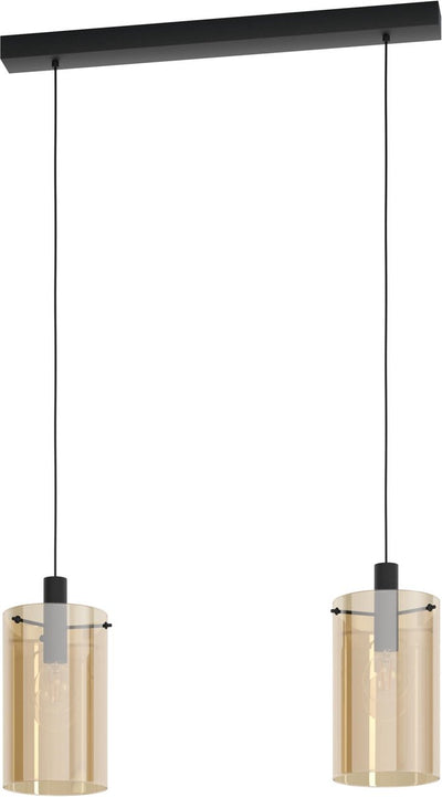 Lampe à suspension Eglo polverara - 2 lumières - E27 - verre - noir