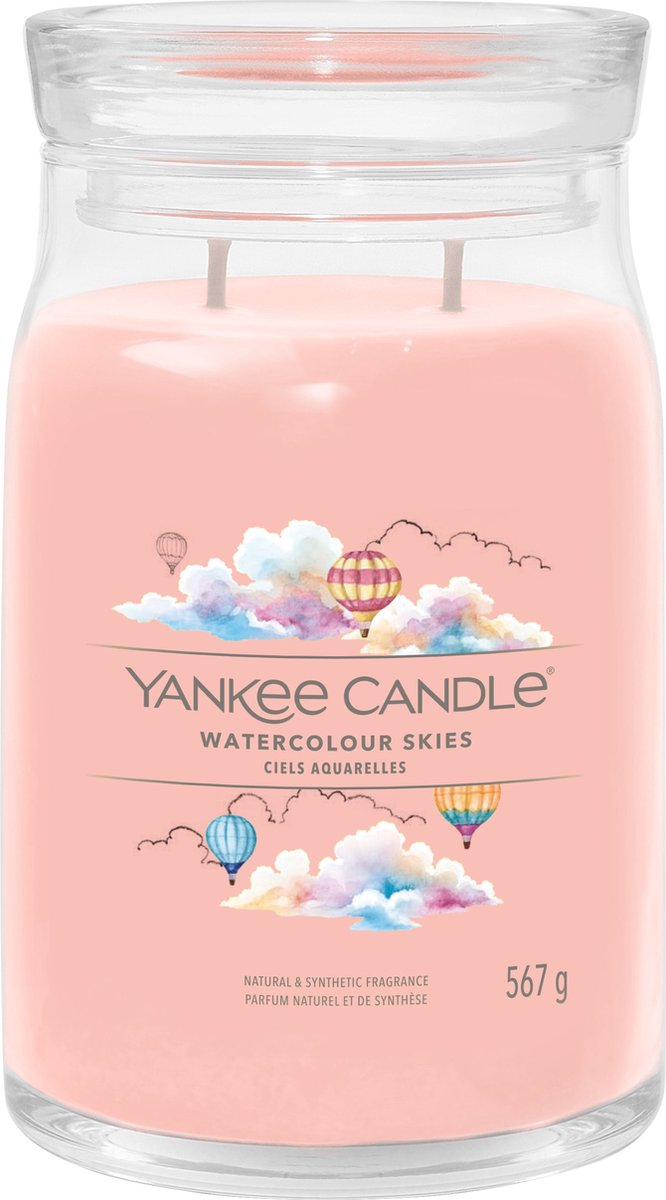 Bougie Yankee - bougie parfumée en grand pot ciel aquarelle - 90 heures de combustion - deux mèches