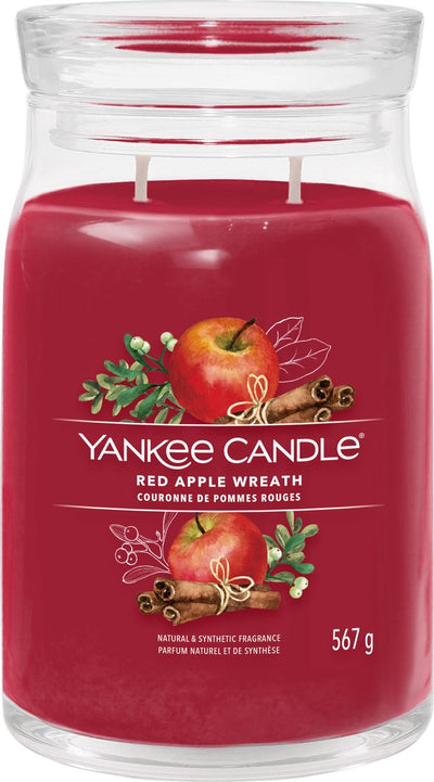 Bougie Yankee - bougie parfumée en grand pot couronne de pomme rouge - 90 heures de combustion - deux mèches