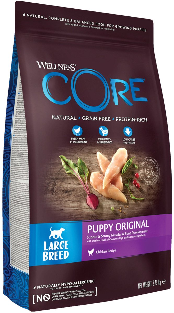 Poulet pour chiot de grande race sans céréales Wellness Core - nourriture pour chien - 2,75 kg