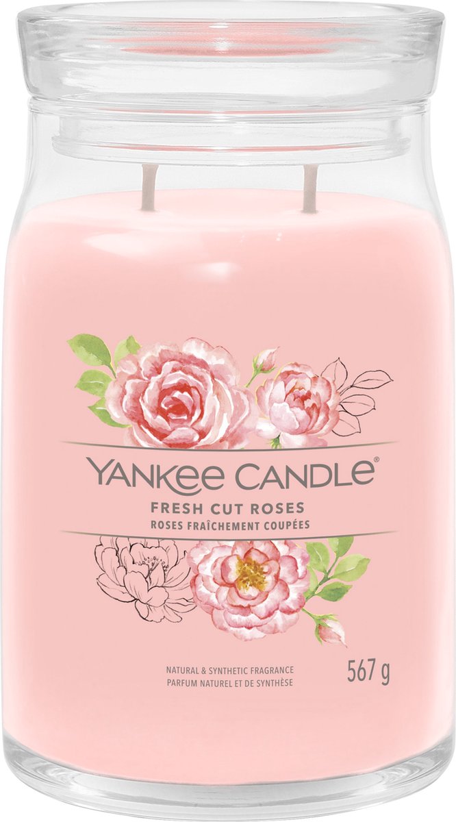 Bougie Yankee - bougie parfumée en grand pot de roses fraîchement coupées - 90 heures de combustion - deux mèches