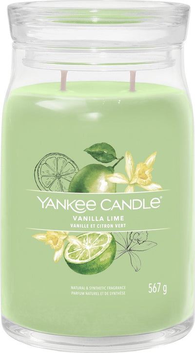 Bougie Yankee - bougie parfumée en grand pot vanille-lime - 90 heures de combustion - deux mèches