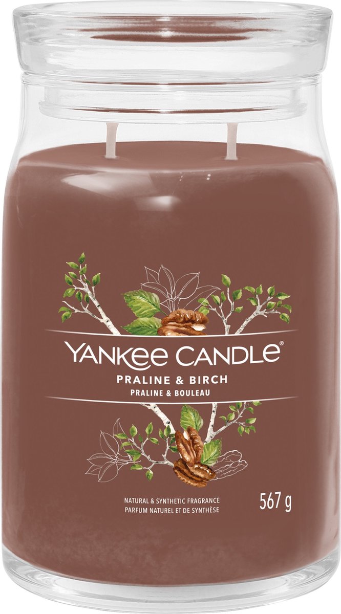 Bougie Yankee - bougie parfumée grand pot bouleau praliné - 90 heures de combustion - deux mèches