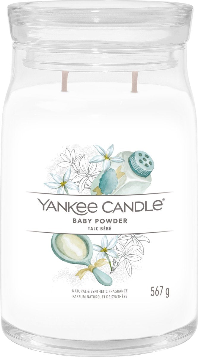 Bougie Yankee - bougie parfumée en grand pot de poudre pour bébé - 90 heures de combustion - deux mèches