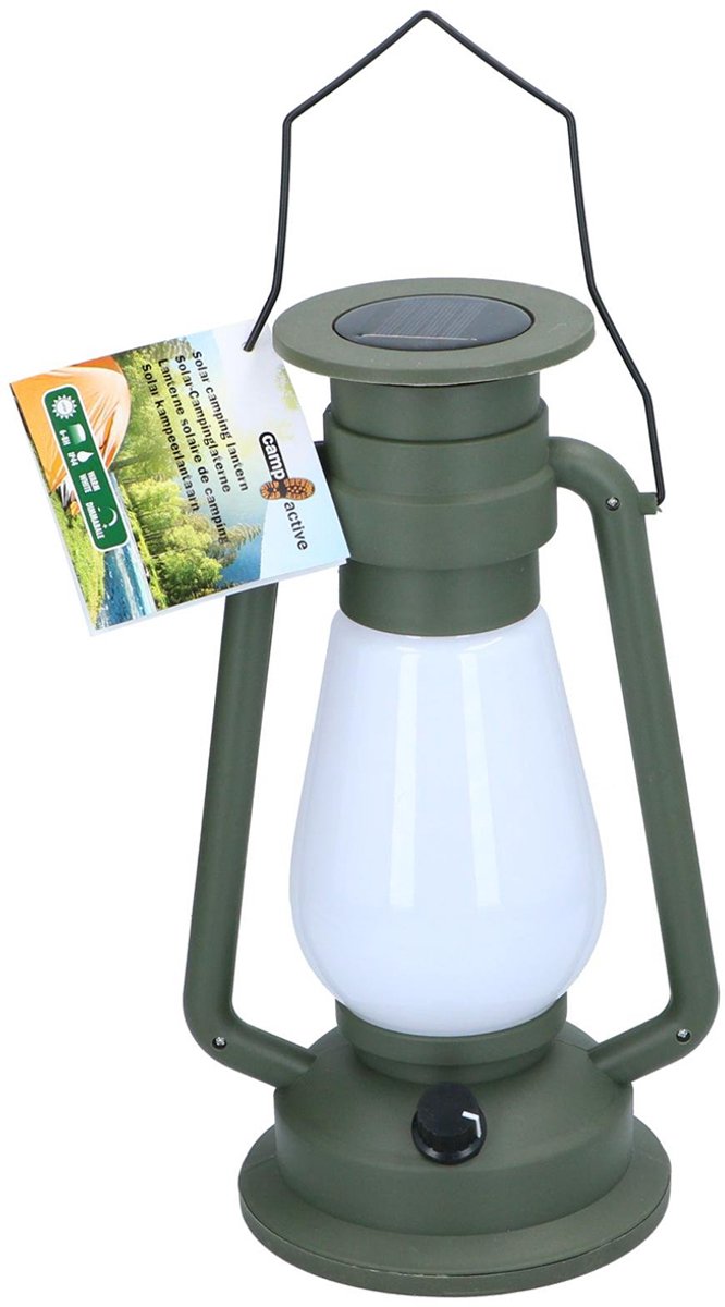 Lampe de camping solaire active Camp - Éclairage LED - Lampe de camping - Lampe de tente - Éclairage de tente - Alimentation solaire - Vert