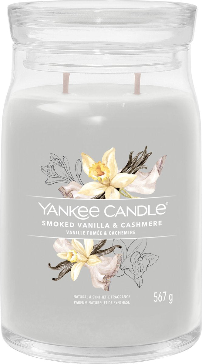 Bougie Yankee - bougie parfumée en grand pot en cachemire vanille fumée - 90 heures de combustion - deux mèches