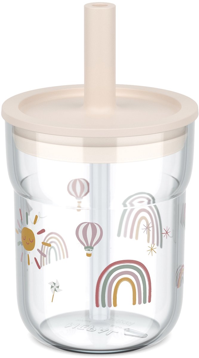 Gobelet enfant Mepal mio avec paille - 250 ml - facile à tenir - vaisselle enfant - arc-en-ciel soleil