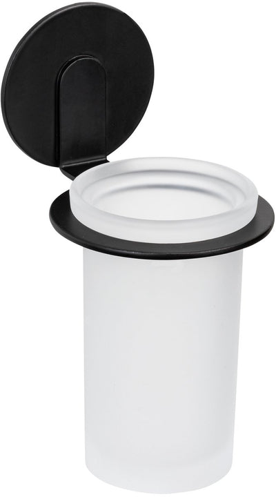 Wenko turbo-loc gobelet à brosse à dents bivio aluminium noir mat - porte-brosse à dents - noir - autocollant - sans perçage