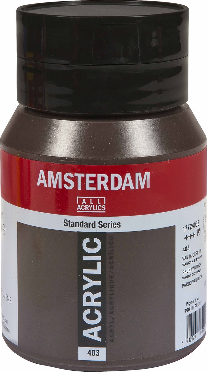 Pot de peinture acrylique série standard Amsterdam 500 ml de Dyck Brown 403