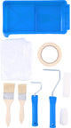 Kit de peinture Kinzo - 9 pièces : film de masquage, ruban de peintre, bac à peinture, pinceaux, rouleaux à peinture, supports de peinture