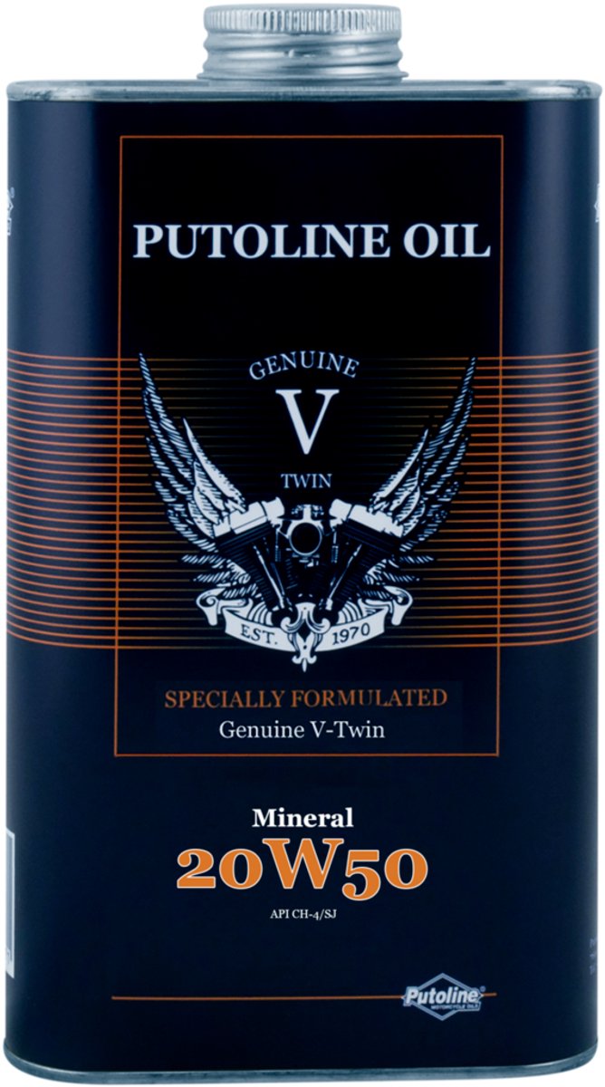Putoline véritable v-twin huile minérale 20w50 4t bidon de 1 litre
