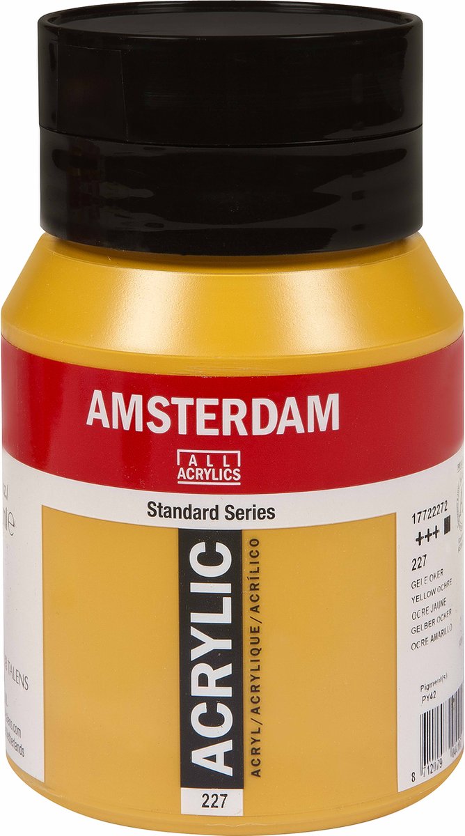 Pot de peinture acrylique série standard Amsterdam 500 ml ocre jaune 227
