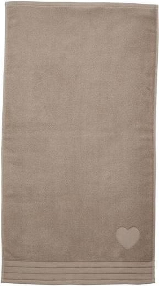 Serviette de plage coeur Riviera maison - 100x180 cm - taupe