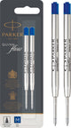 Recharges pour stylo à bille Parker | point moyen | encre bleue quinkflow | 2 pièces