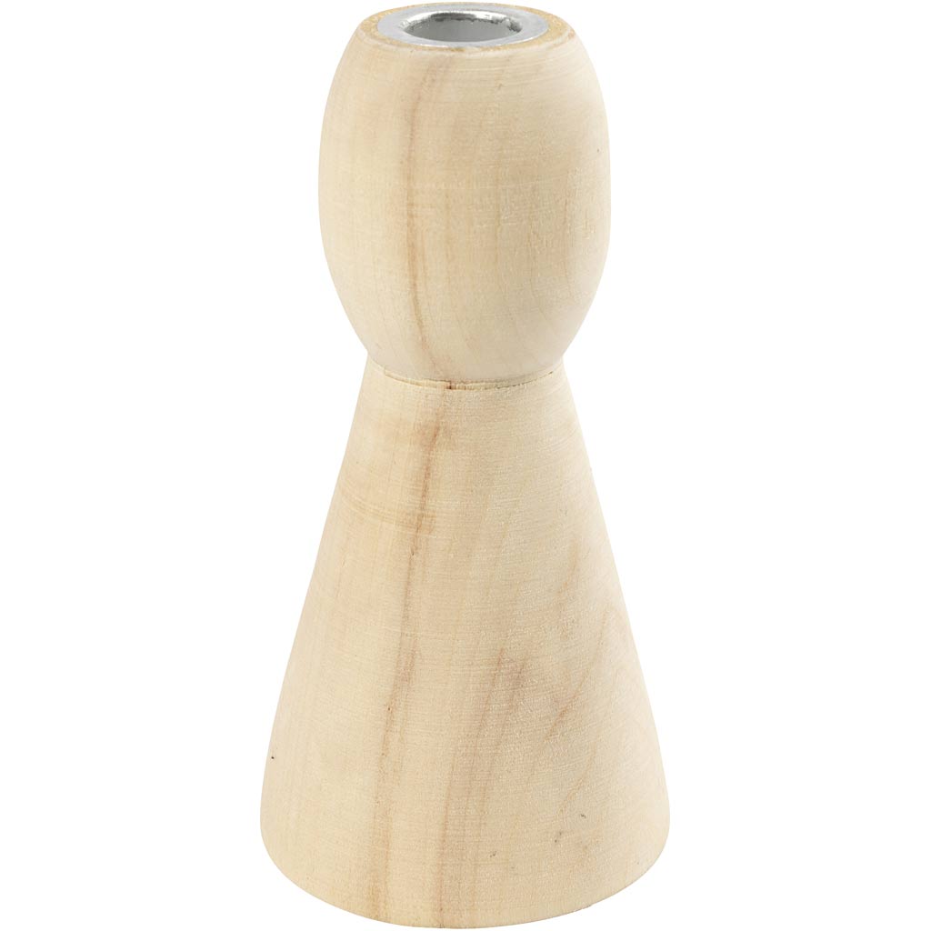 Bougeoirs coniques en bois, h: 9,5 cm, 1 pièce