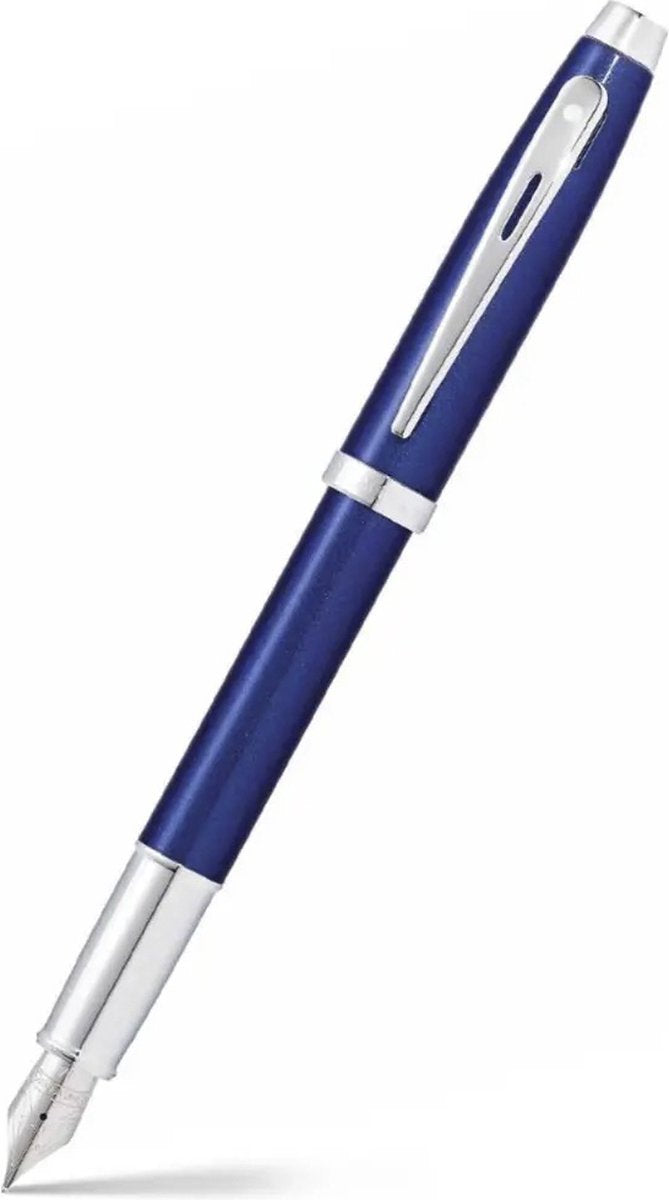 Stylo plume Sheaffer - 100 - bleu brillant avec chrome - plume m - avec convertisseur pour le remplissage - sf-e0933953