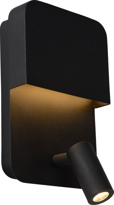 Lucide boxer - applique de chevet - LED - 3000k - avec point de chargement USB - noir