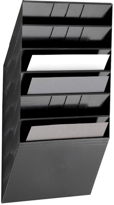 Porte-brochures résistant flexibox 6, 6 compartiments, A4, paysage, noir