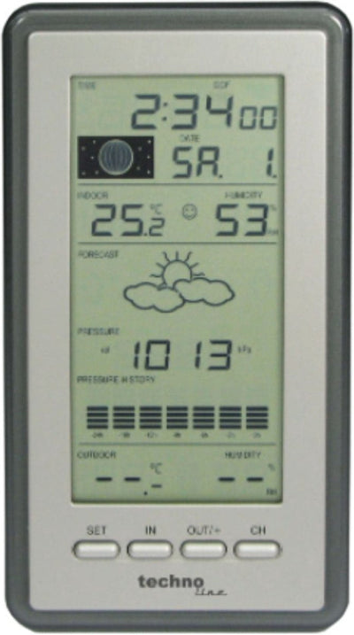 Station météo Technoline - ws 9040-it - 100x178x28mm - gris argent - avec 1 capteur extérieur 100m - tl-ws9040-it