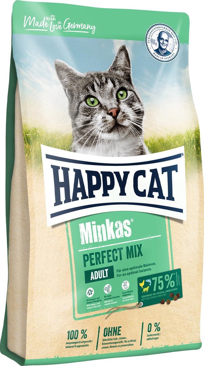 Happy cat mix parfait volaille adulte, poisson agneau - 4 kg