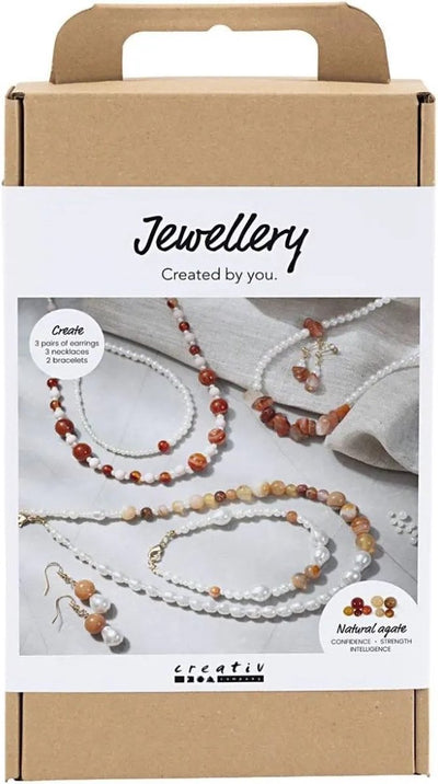Creativ company hobby set bijoux, beige, orange brûlé, nacre blanche, 1 boîte