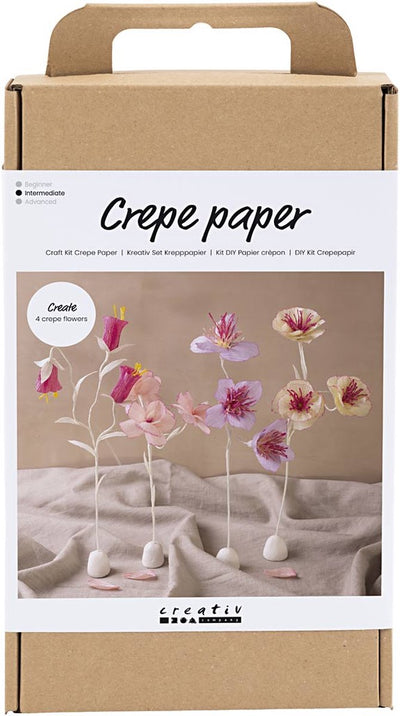 Creativ company hobby set papier crépon, fleur, couleurs pastel, 1 boîte