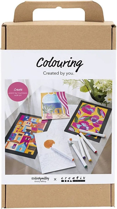 Creativ company – ensemble de couleurs, peinture par numéros, surligneurs, 1 boîte