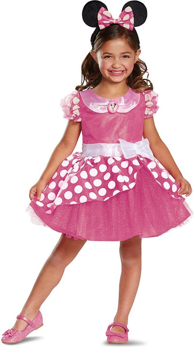 Déguisement disney - préscolaire cg minnie friends, robe minnie rose deluxe, taille xs (3t-4t ans), fille