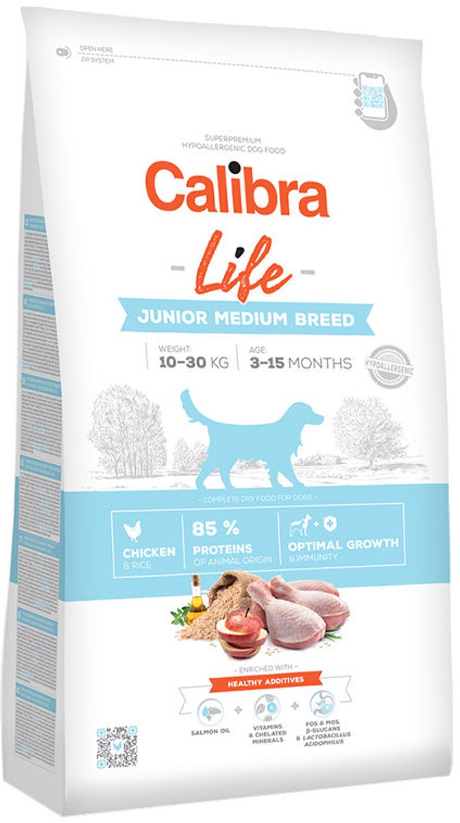 Calibra dog life junior race moyenne - poulet - 12 kg